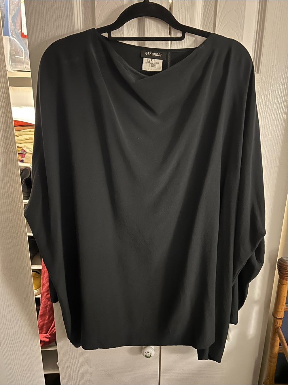 eskandar Black Silk Relaxed Draped Tunic
